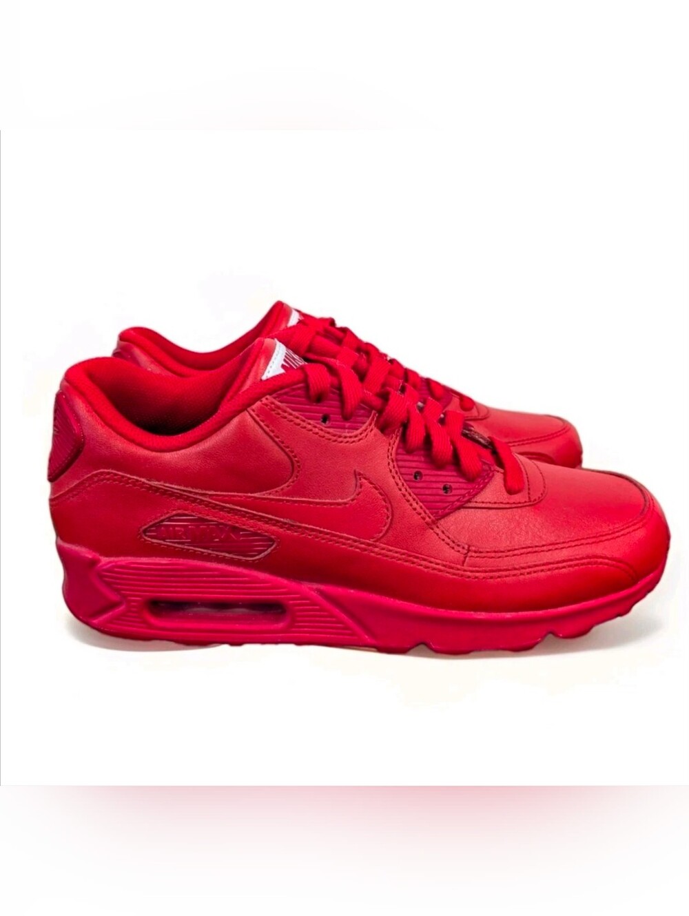 Nike Air Max Triple Red Leather Shoes Sneakers NIKEiD 653533-901 Mens 9.5 RARE